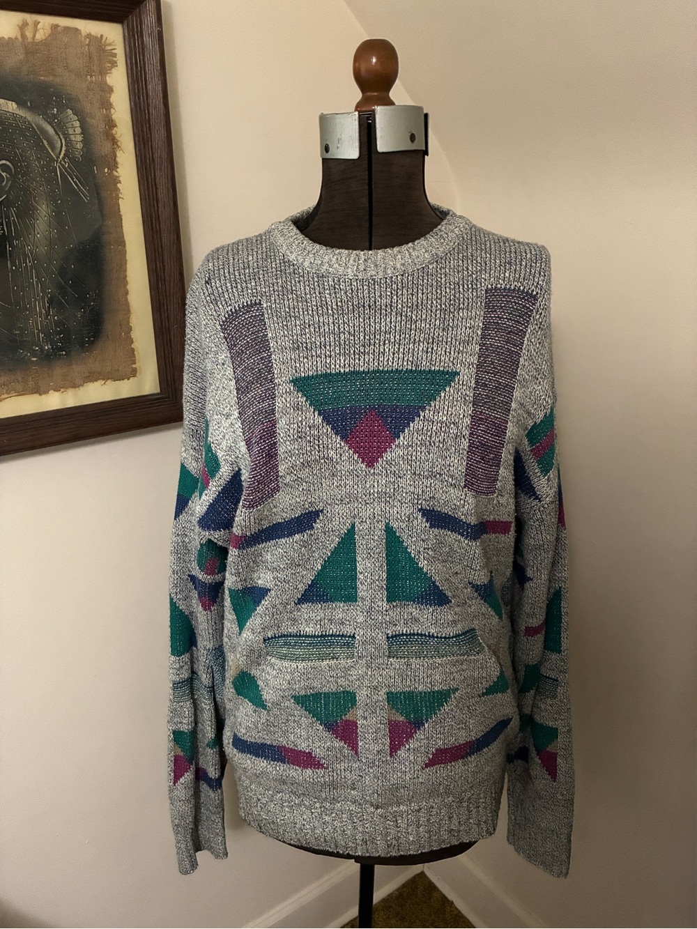 Vintage London Fog Geometric Knit Sweater